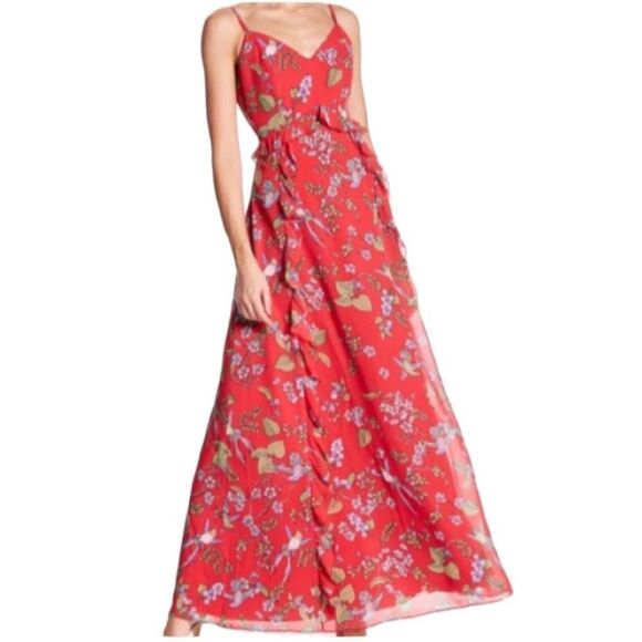 Nanette Lepore Paradise Dreaming Floral Hummingbird Print Maxi Dress - Picture 16 of 16